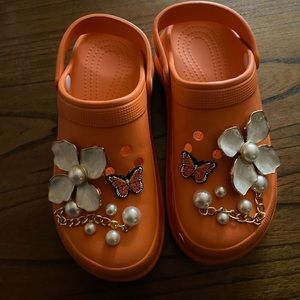 Orange Rhinestone Crocs